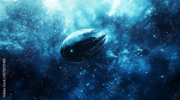 Obraz Dark spacecraft in cosmic nebula