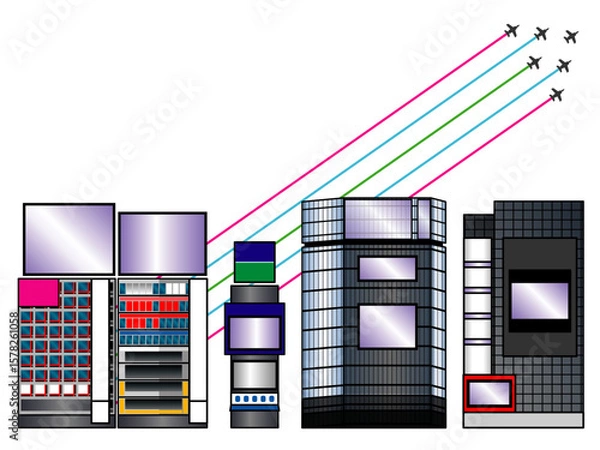Obraz 渋谷交差点とブルーインパルス展示飛行02_CS3