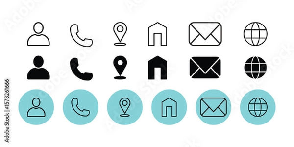 Obraz Contact icon set isolated on transparent background vector