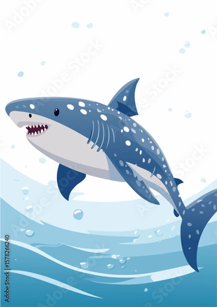 Fototapeta Flat Vector Illustration of a Whale Shark – Gentle Ocean Giant