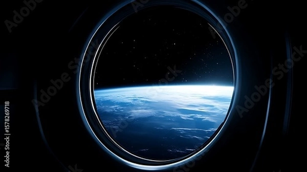 Obraz Earth view from space through circular frame