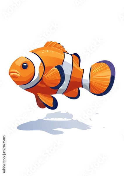 Fototapeta Flat Vector Illustration of a Cute Clownfish (Nemo)