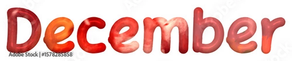 Fototapeta 3D December Text in Cute and Playful Style – Transparent PNG


