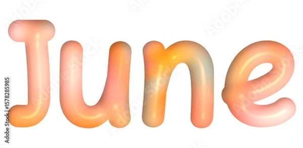 Fototapeta 3D June Text in Cute and Playful Style – Transparent PNG

