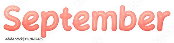 Fototapeta 3D September Text in Fun and Playful Style – Transparent PNG

