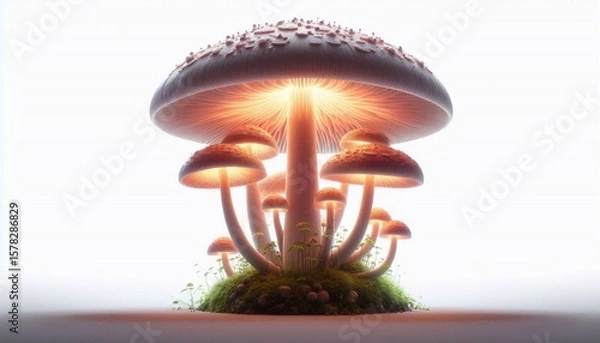 Fototapeta Glowing Mushroom Isolated