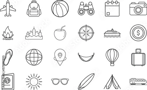 Fototapeta Travel Essentials Line Icons – Vector Set for Designers