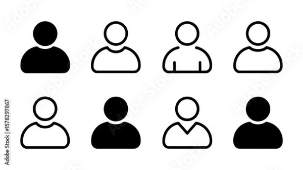 Fototapeta Vector art of a collection of user profile icons isolated on white background representing diverse individuals