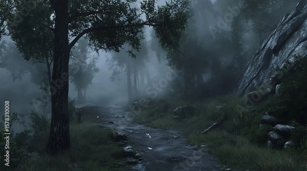 Obraz Misty forest path