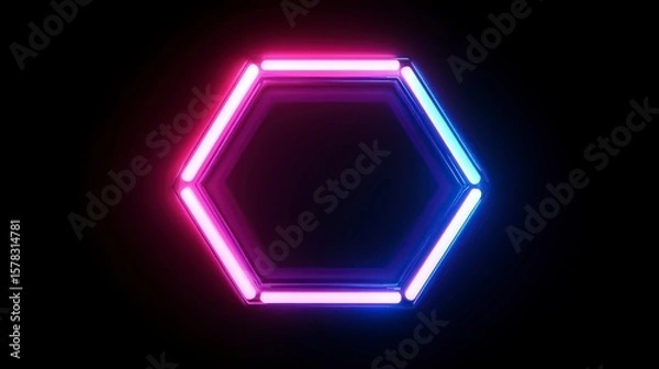 Obraz Neon hexagon design template