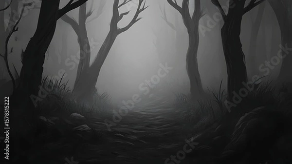 Obraz Misty forest pathway