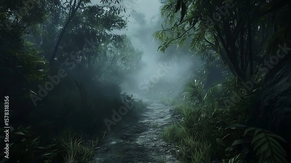 Obraz Misty jungle path