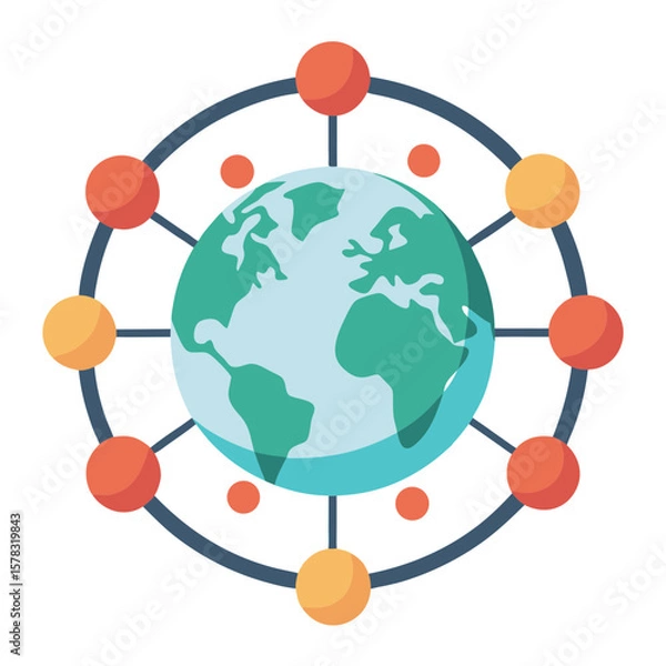 Fototapeta Global Network Vector Earth Illustration Communication Design