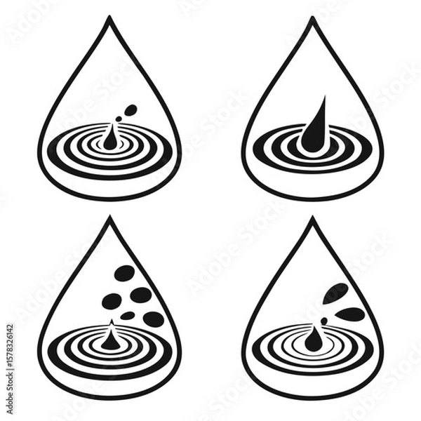 Fototapeta Water drop ripple patterns wave splash