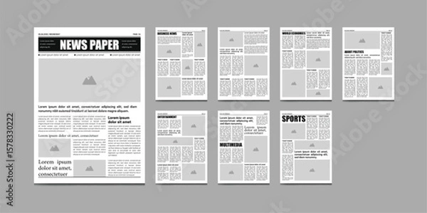 Fototapeta Newspaper Template Design, old newspaper and daily newspaper, news