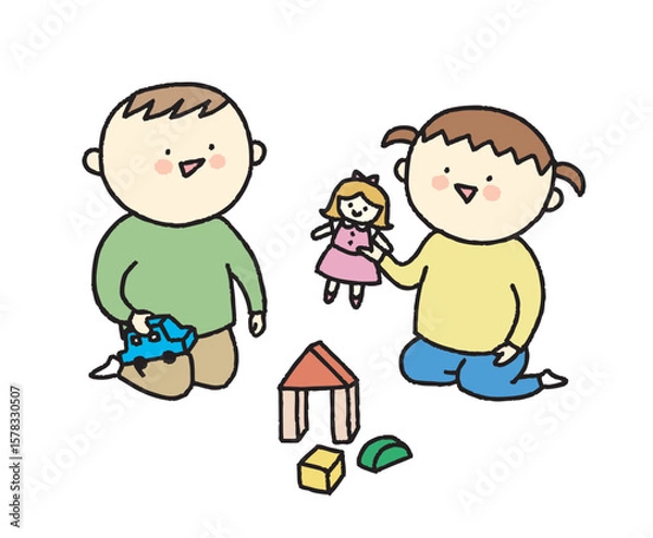 Fototapeta おもちゃで遊ぶ子供たち