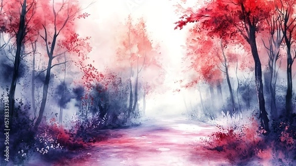 Fototapeta Forest path painting