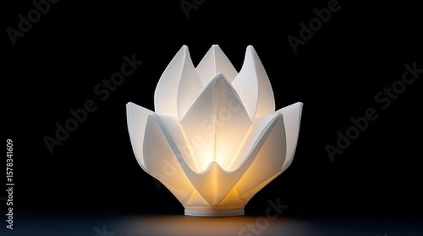Fototapeta Elegant Lotus Flower Table Lamp with Soft Glow for Contemporary Home Decor and Mood Lighting