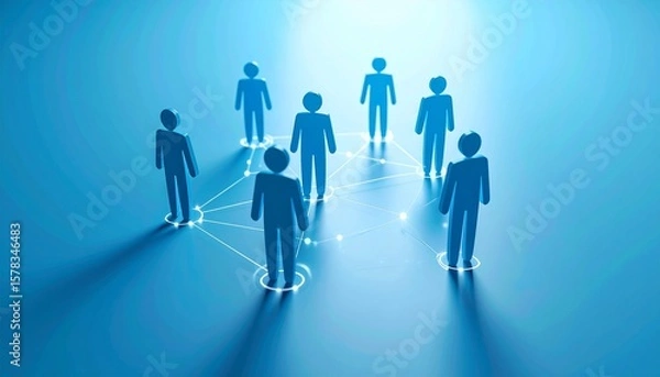 Fototapeta Generated imageCommunity structure diagram with smoothly connected people silhouette 3D icons
