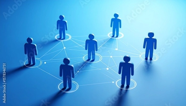 Fototapeta Generated imageCommunity structure diagram with smoothly connected people silhouette 3D icons
