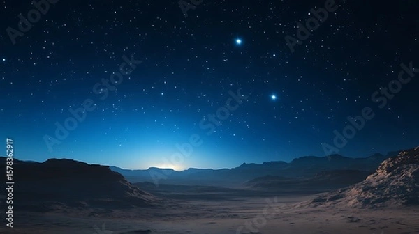 Fototapeta Nightscape of mountain ranges under starry skies