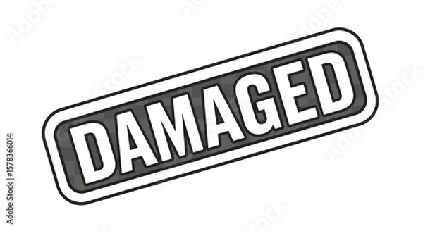 Fototapeta Damaged stamp isolated on transparent background. Condition, defective, broken, error, faulty merchandise