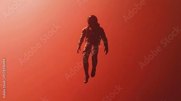 Fototapeta Silhouette astronaut in red space