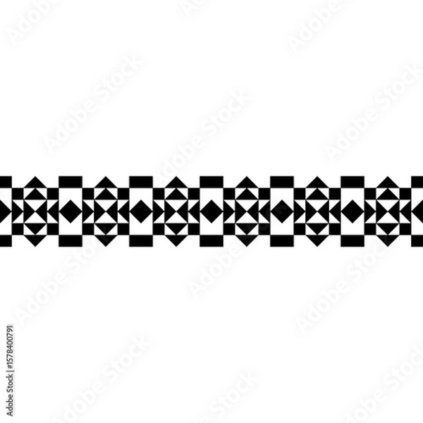 Fototapeta Square and triangle Stripe Pattern made from shape combination in black and white color. Can be used for a combination of carpet, paper, clothes or curtain frames