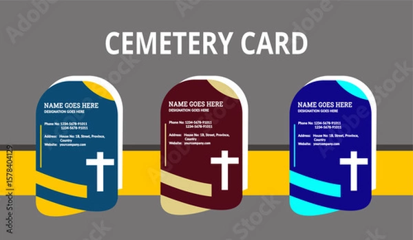Fototapeta funeral three cards with all information inside them = easy-to-edit EPS file with three colors