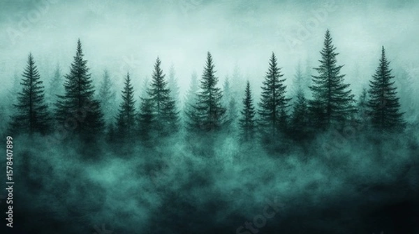 Obraz Forest Scene In Misty Atmosphere