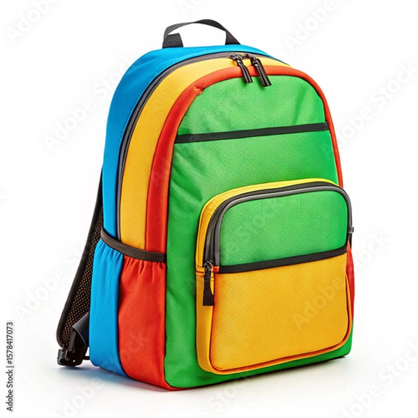 Obraz red backpack isolated on white background
