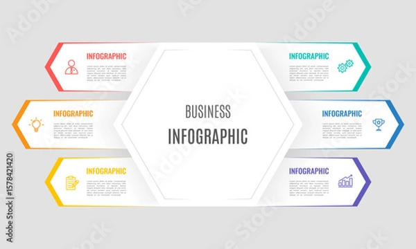 Obraz timeline infographic template. 6 step or options	