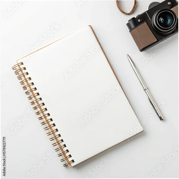Obraz notebook and pen on wooden table