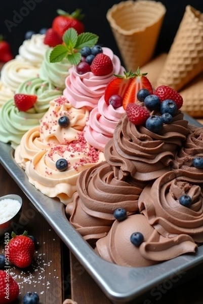 Obraz ice cream with berries