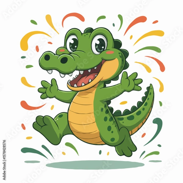 Obraz crocodile character design illustration happy
