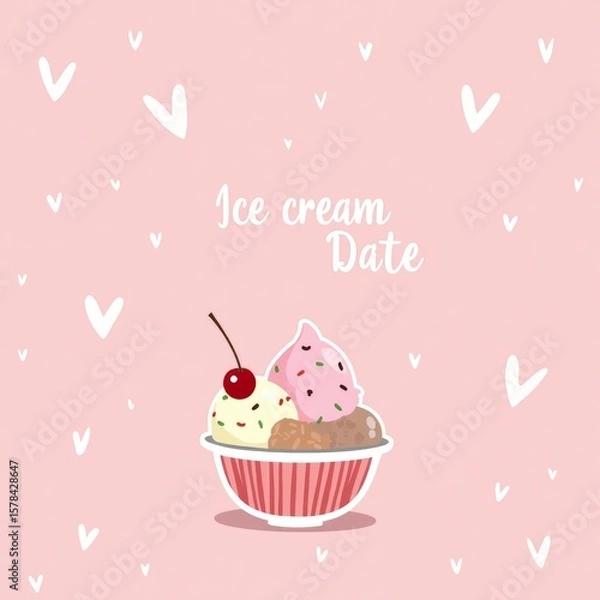 Fototapeta ice cream 2D illustration