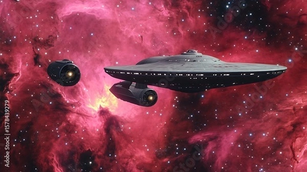 Obraz Spaceship in a nebula