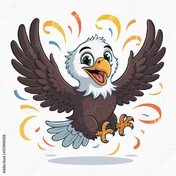 Obraz eagle design character posing happy illustration