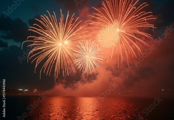 Obraz Memorable Fireworks display with sparklers during fireworks lighting