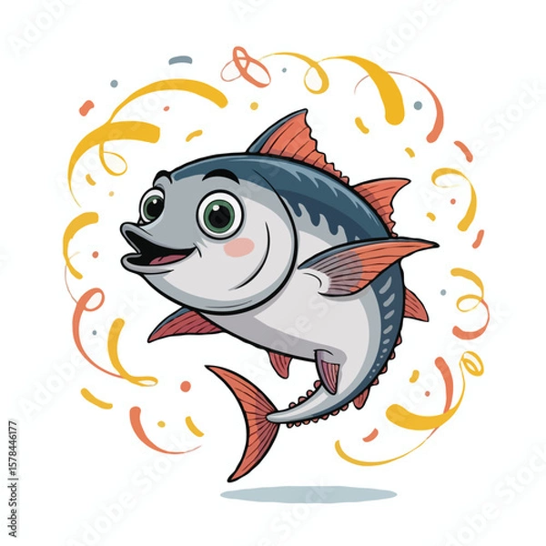 Obraz fish design character illustration posing happy