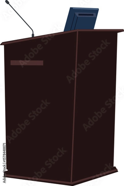 Obraz Vector Presentation Lectern with Monitor and Microphone Illustration