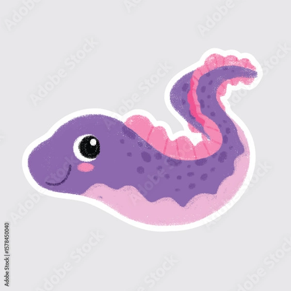 Fototapeta Eel Cute sea animals in crayon style for stickers, icons, logos, etc.