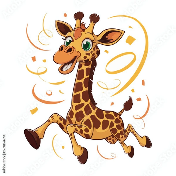 Obraz giraffe illustration character design posing happy