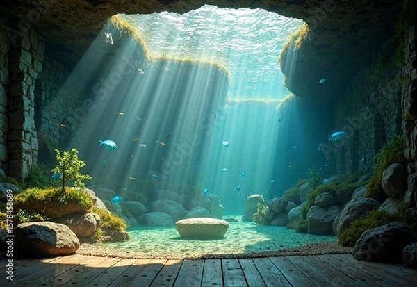 Obraz Memorable Aquarium with rainbow during dappled light