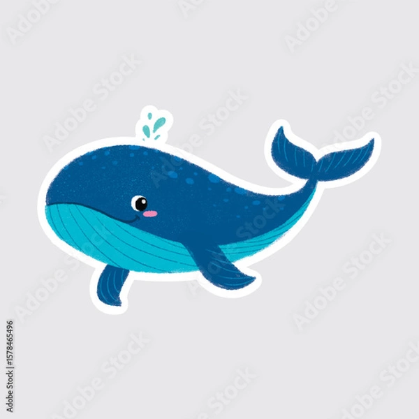 Fototapeta Whale Cute sea animals in crayon style for stickers, icons, logos, etc.