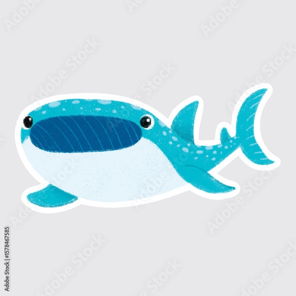 Fototapeta Whaleshark Cute sea animals in crayon style for stickers, icons, logos, etc.