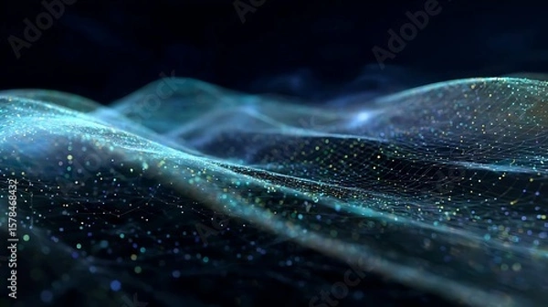 Fototapeta Abstract Mesh Network with Blue Light