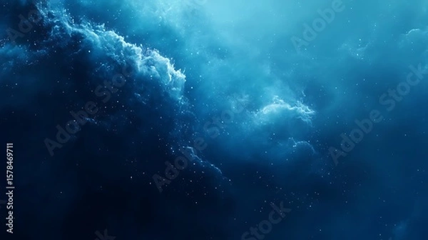 Fototapeta Vast deep blue sky with fluffy clouds