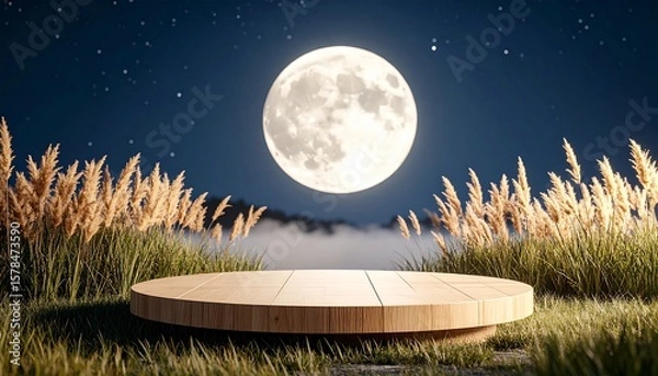 Obraz Moonlit meadow platform for serene display