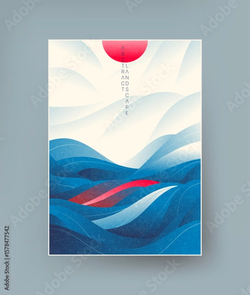 Fototapeta Abstract landscape with dynamic elements in Japanese style.